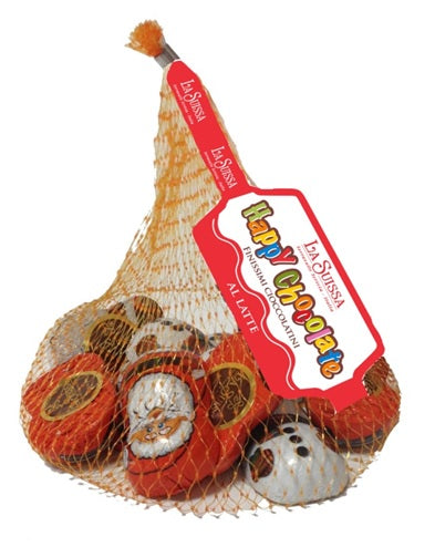 Santa Claus & Snowman Foil-wrapped Chocolates in Mesh Bag