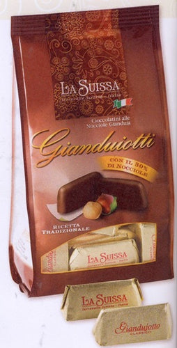 Gianduiotti Chocolates in Square-bottom Bag. Display Cases