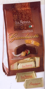 Gianduiotti Chocolates in Square-bottom Bag. Display Cases