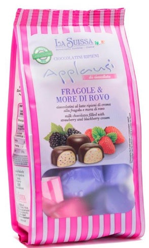 "Applausi" Chocolates w/ Strawberry & Blackberry Cream Filling in Square-bottom Bag