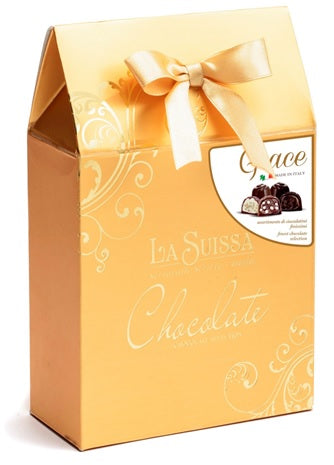 "Grace" Assorted Chocolates in Peaked Giftbox. Assorted Colours. Pyramid Red,Gold,White Ast'd Chocolate